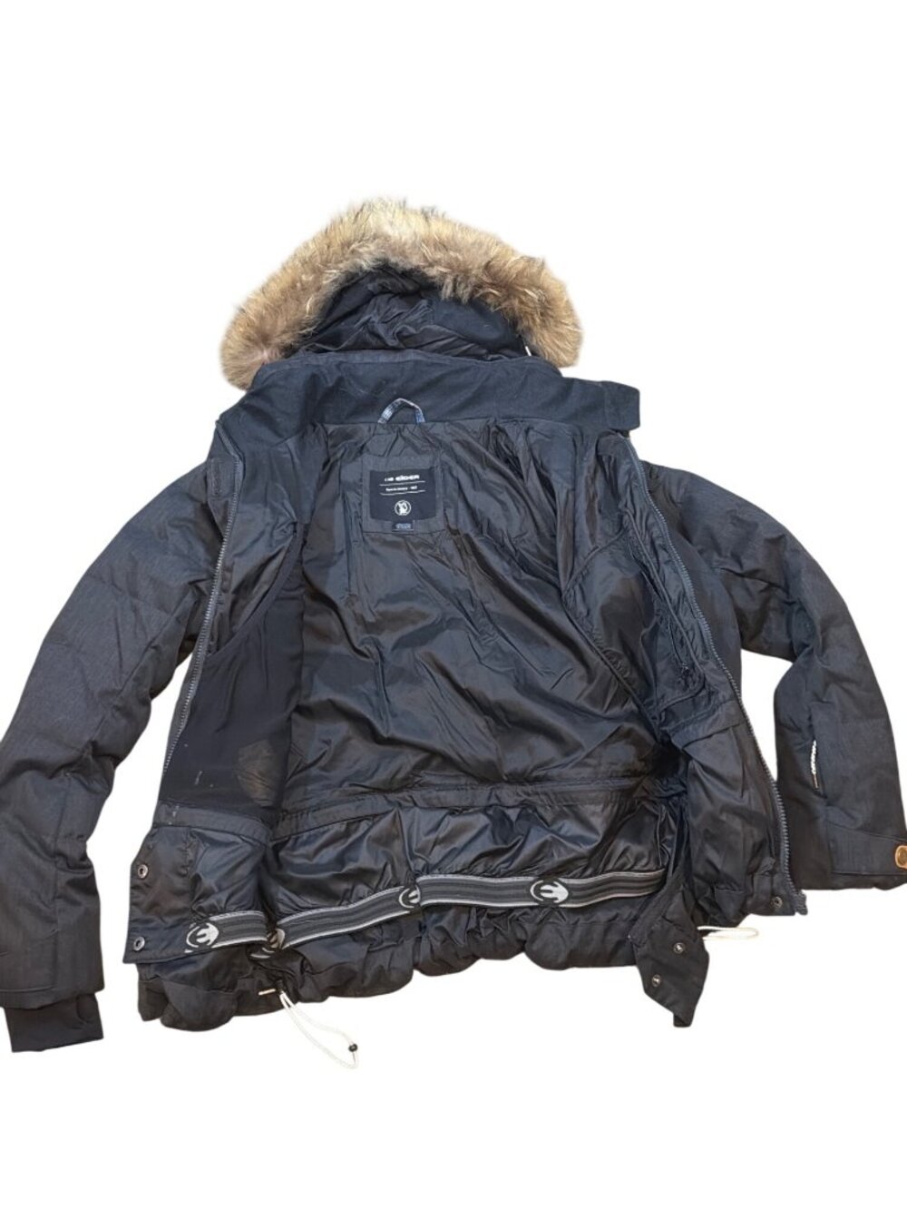 Eider Shibuya 2.0 Insulated Down Jacket Women's 10 Charcoal Gray Black Real Fur - Picture 14 of 17